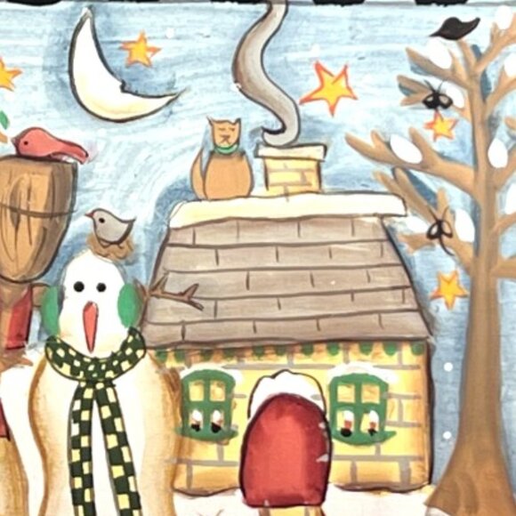 DEPT 56 Wooden Hinged Snowman Storage Box Dome Top Handpainted Christmas Winter - Picture 5 of 14